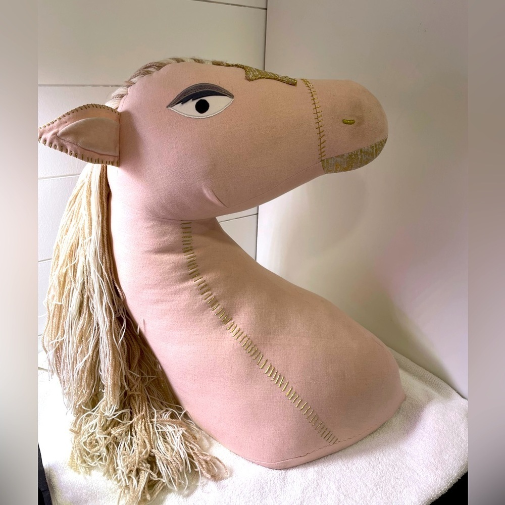Pottery Barn Kids Rare Large Pink wall-mount horse head.